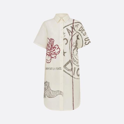  DIOR迪奥 22年秋冬 女士 连衣裙 长款衬衫 247B37A3126_X0815