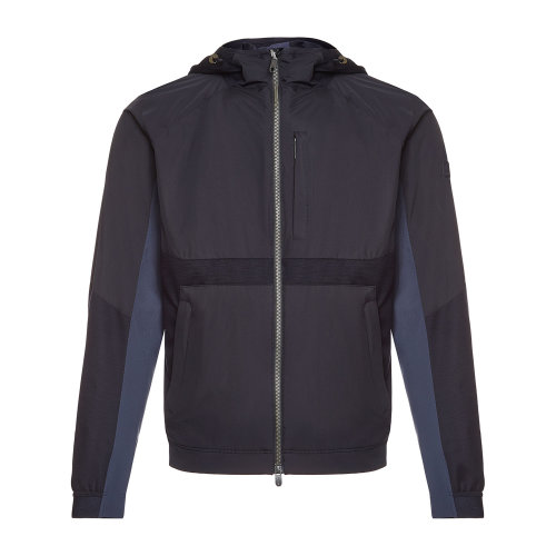 Z ZEGNA/杰尼亚 TECHMERINO? 黑/灰/藏青拼色拉链连帽运动衫夹克