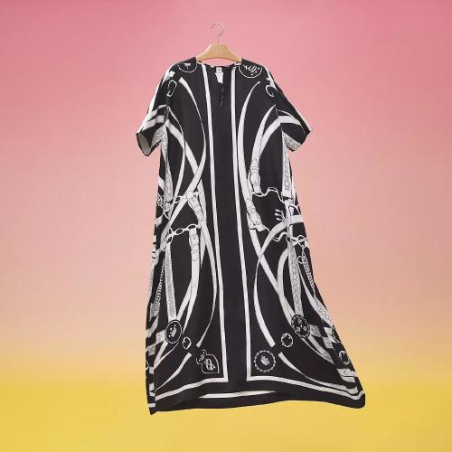 HERMES爱马仕 22年秋冬 女士 连衣裙 Caftan classique imprime ??Promenade du Matin Remix