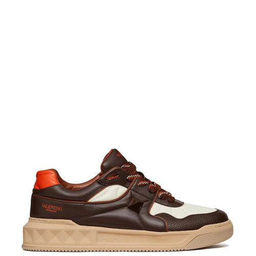 Valentino/华伦天奴 22年春夏新款 ONE STUD系列 男士棕色/象牙白色小羊皮低帮运动鞋1Y2S0E71CWA6SH