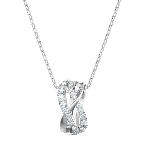 Swarovski 施华洛世奇  灵动交错 螺旋造型 透明色银色女士项链 5563906