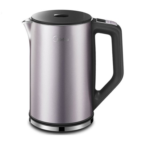 Midea/美的 电水壶热水壶1.5L全钢无缝双层防烫保温 304不锈钢烧水壶HE1504a浅紫色