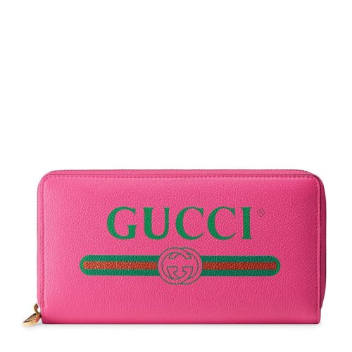 GUCCI 古驰  女士粉红色牛皮LOGO标识时尚休闲长款钱夹钱包粉红色