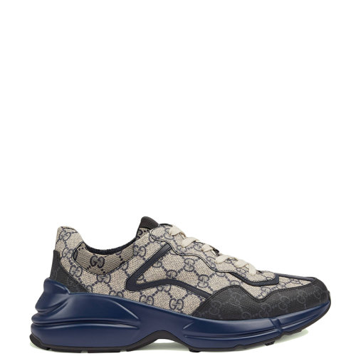 GUCCI/古驰 22年春夏新款 Rhyton系列 男士米色/蓝色老花帆布运动鞋692909UIQ201060