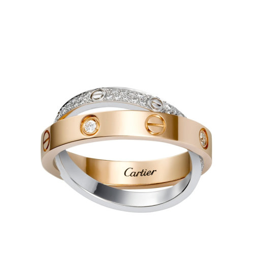 CARTIER/卡地亚 经典款LOVE 18K金玫瑰金和18K金白金钻石戒指 镶嵌52颗钻石 B4094600