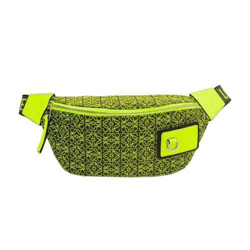 LOEWE/罗意威 22年新款 Postman系列 男士霓虹黄帆布提花面料牛皮饰面拉链封口调节肩带斜挎肩背腰包B687W75X16-2728