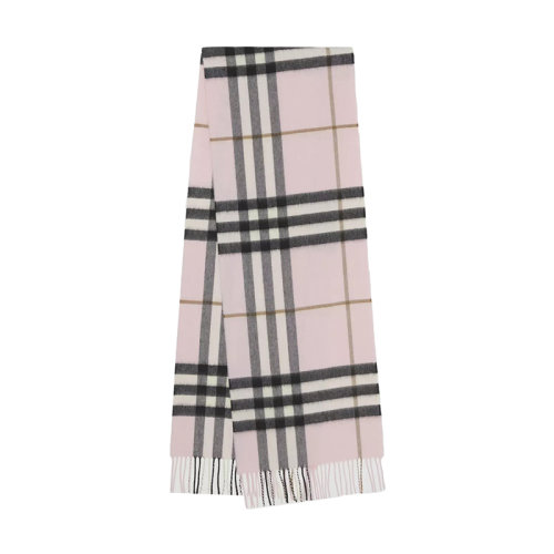 BURBERRY/博柏利新款 男女同款浅糖果粉色经典格纹羊绒流苏围巾80497111