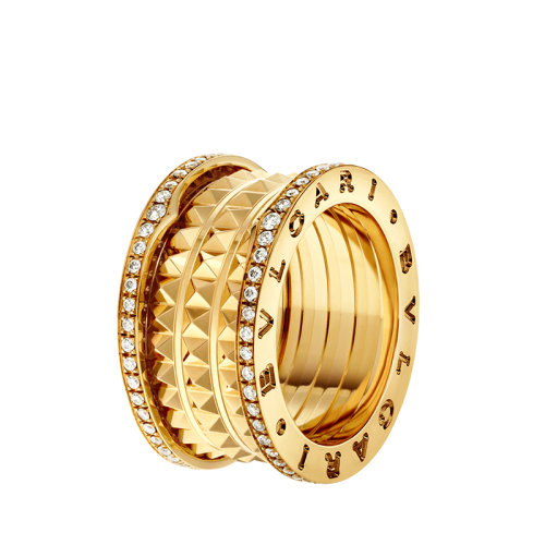 BVLGARI/宝格丽 B.ZERO1系列 k金四排戒指镶边钻石密钉戒指/指环  357902