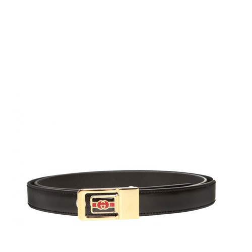 GUCCI/古驰 古琦皮带 双G 男女同款黑色皮质商务休闲腰带 598106 DT9AG 1054