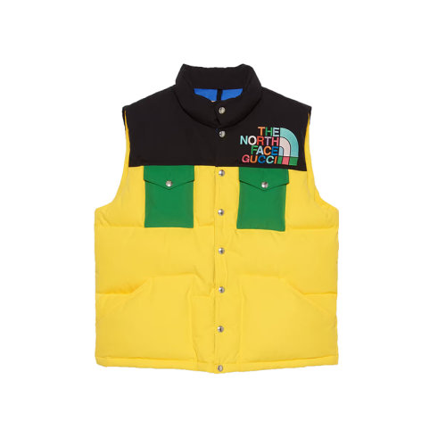 GUCCI/古驰 22秋冬款 The North Face联名系列 女士多色聚酰胺饰有彩色刺绣LOGO徽标四个前袋设计按扣开合羽绒服马甲?672459XAAER7265