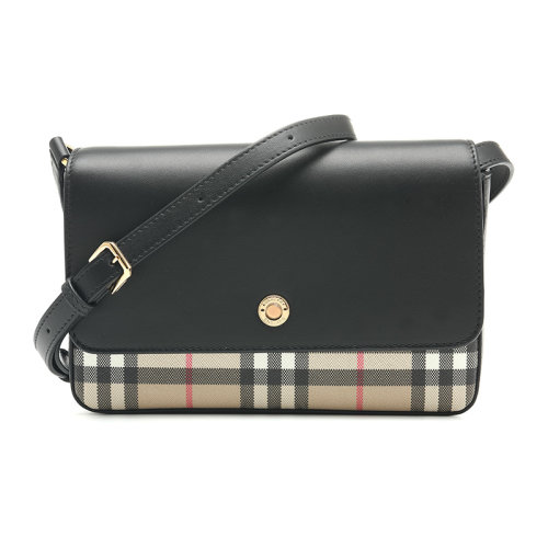 BURBERRY/博柏利22春夏Vintage 格纹拼皮革 Penny 包女士单肩斜挎包8049243