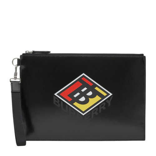 BURBERRY/博柏利SS20早春款 男士徽标图案帆布拉链钱包卡包手拿包腕包男包8021769