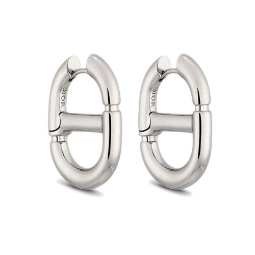 DIOR/迪奥 22新款 女士银色饰面金属CD字母形状简约耳环E2113WOMMT_D000