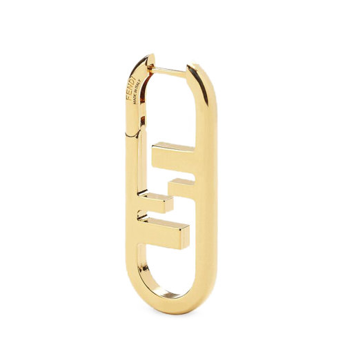 FENDI/芬迪  O’LOCK系列 小号金色金属Fendi O'Lock镂空图案椭圆形耳环8AH290B08F0CFK