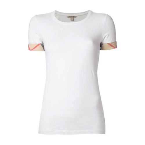  BURBERRY/博柏利 白色格纹袖口女士短袖T恤 38773171 PLFSX