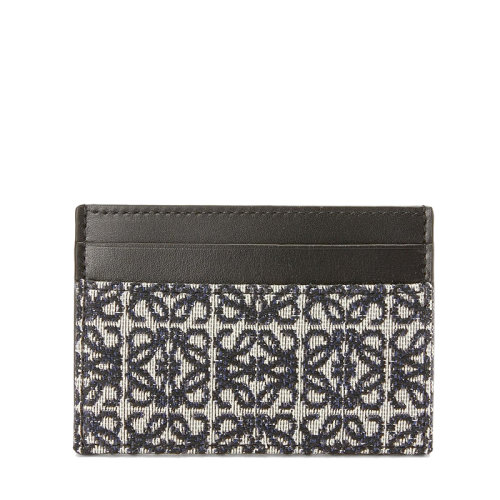 LOEWE/罗意威 21新款 海军蓝色黑色徽标提花织物小牛皮卡包卡片夹0010624153