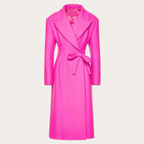  VALENTINO华伦天奴 22年秋冬 女士 大衣 MANTEAU LONG EN DIAGONAL DOUBLE WOOL ORNé DUN NOE