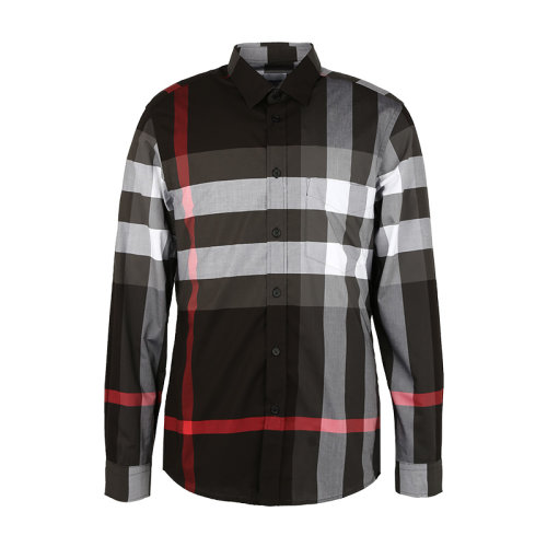 BURBERRY/博柏利 格纹弹力棉府绸衬衫男士长袖衬衫 80237721