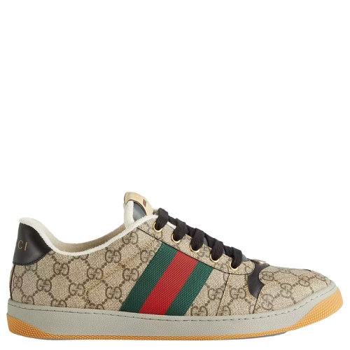 GUCCI/古驰      Screener系列 男士米色和乌木色GG Supreme帆布运动鞋67453096GE09766