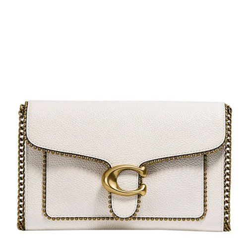 COACH/蔻驰 TABBY系列女士白色皮质纯色C扣链条包单肩包斜挎包女包 7110B4HA