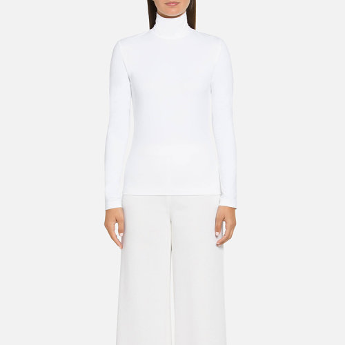 St.John/盛蔷白色努达高领打底衫女士长袖T恤 K51Y0A3