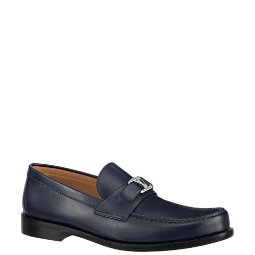 Louis Vuitton/路易威登 22年早春新款 MAJOR系列 男士海军蓝色打蜡小牛皮LV银扣乐福鞋1A9HH5