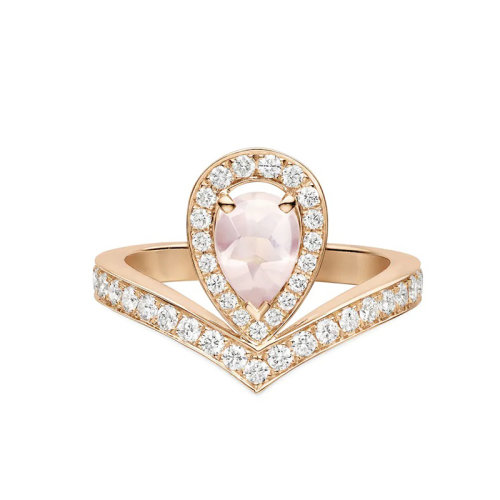 Chaumet/尚美 戒指/指环 JOSéPHINE AIGRETTE系列 女士18k金玫瑰金镶有0.7克拉梨形玫瑰石英戒指083678