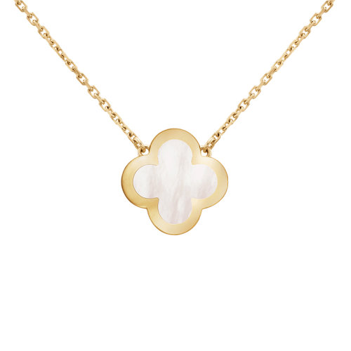 Van Cleef & Arpels/梵克雅宝 经典Pure Alhambra系列 18k金黄金镶白色珍珠母贝四叶草吊坠VCARA39700