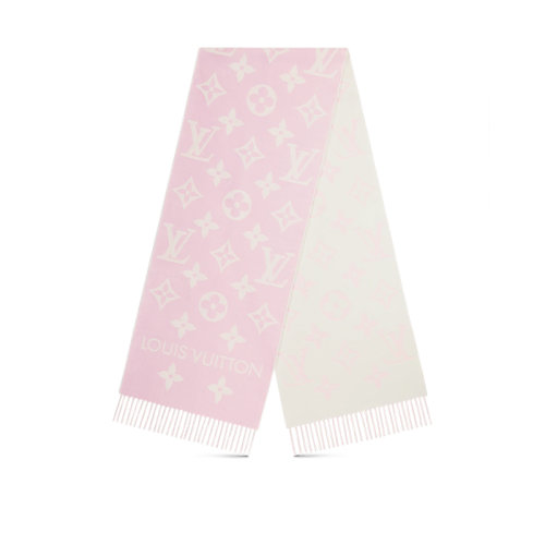 Louis Vuitton/路易威登 22年秋冬新款 LV ESSENTIAL系列 女士粉色纯羊毛老花印花流苏围巾M77729
