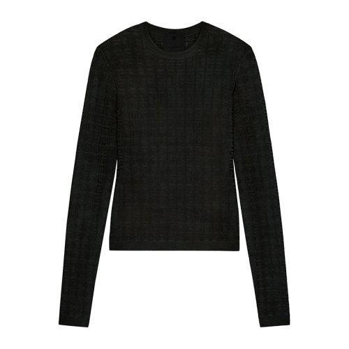 Givenchy/纪梵希      4G LOGO系列 女士黑色弹力粘胶纤维提花针织衫BW90D94ZA4-001