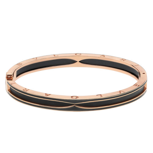 BVLGARI/宝格丽  B.ZERO1系列 18K金玫瑰金哑光黑色陶瓷手镯358044