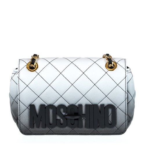 MOSCHINO/莫斯奇诺 女士 真皮 logo点缀 网格拼接 单肩包 NI