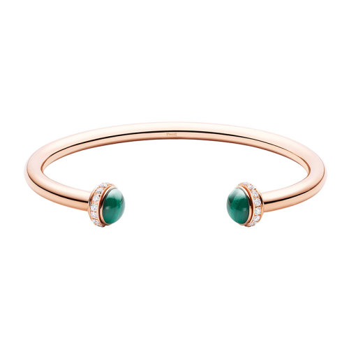 PIAGET/伯爵 经典POSSESSION时来运转系列 18K金玫瑰金孔青金石镶钻可转动开口手镯 G36PB100