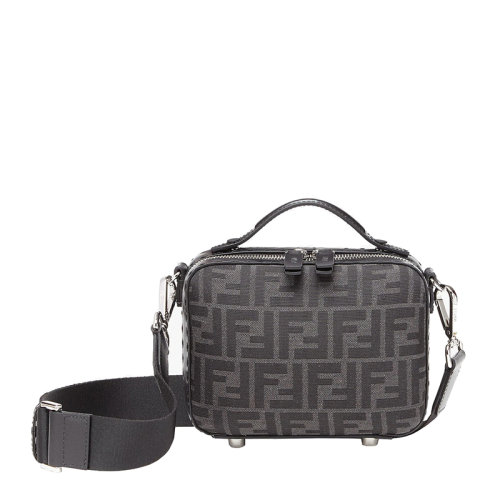 FENDI/芬迪 22春夏新款 男士迷你黑灰色小牛皮老花印花单肩手提箱包 7VA552AG0MF0NPN