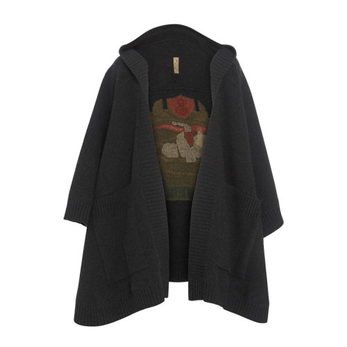 BURBERRY/博柏利 女士灰色提花羊毛混纺连帽斗篷8007214