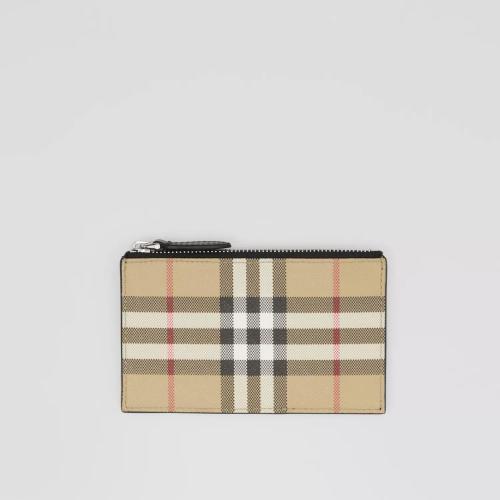  BURBERRY 22年秋冬 男士 Vintage 格纹拉链卡片夹 80644521