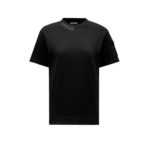 Moncler/蒙克莱 22年秋冬新款 女士黑色棉质针织面料短袖T恤H20938C00003829HP999