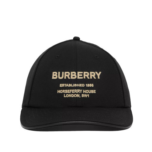 BURBERRY/博柏利 22年秋冬新款 女士黑色/米色棉质羔羊皮滚边搭配品牌Horseferry刺绣棒球帽80576251