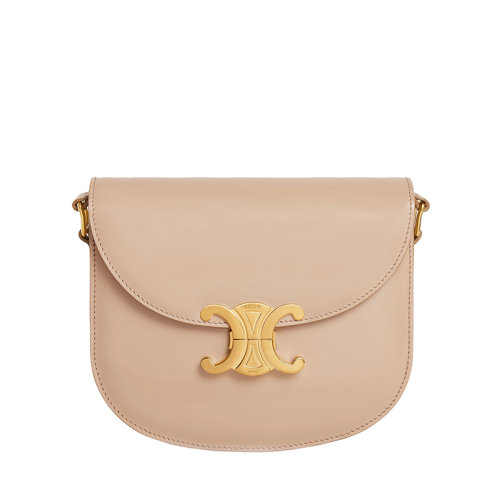 CELINE/赛琳 22新款BESACE TRIOMPHE系列 女士TEEN款式猎装色牛皮革凯旋金扣翻盖开合单肩斜挎包110413BF4.03SA