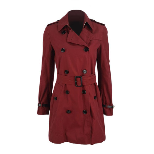 BURBERRY/博柏利女士大衣酒红色棉质z24073376