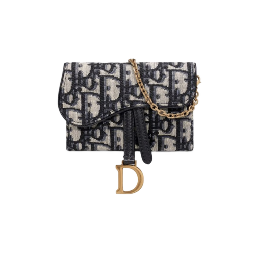 DIOR/迪奥  女包 奢侈品蓝色 Oblique 印花NANO 马鞍女士手拿包单肩包  S5654CTZQ_M928