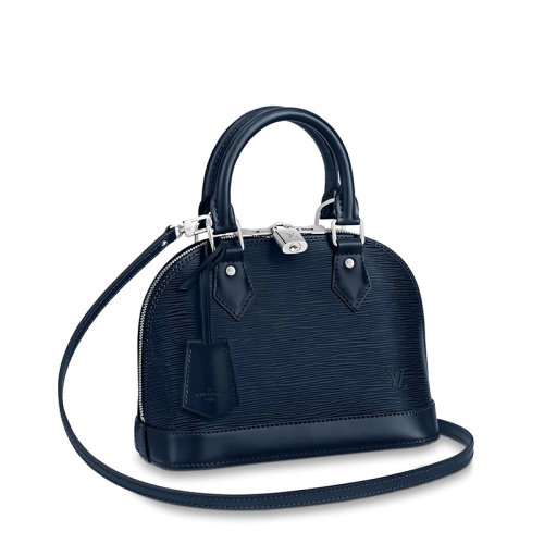 Louis Vuitton/路易威登 21新款 Alma BB系列 女士靛蓝色粒面水波纹牛皮双拉链挂锁单肩包M40855