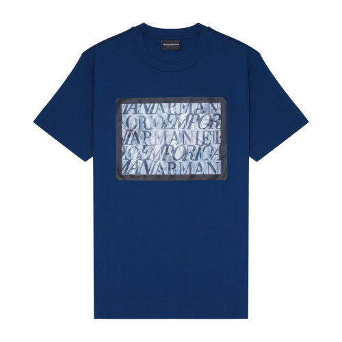 Emporio Armani 男士 灰蓝色 字母图片胸前印花T恤  6H1TG3-1JDXZ-0966