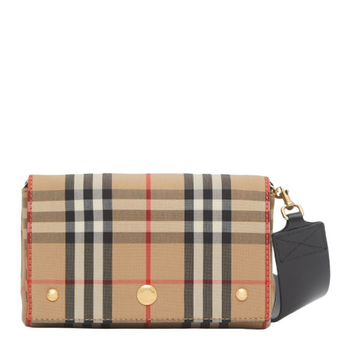 BURBERRY/博柏利 小号 Vintage 格纹拼皮革斜背包 皮质 80264541