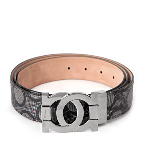 Salvatore Ferragamo/菲拉格慕 男士灰色牛皮马蹄纹搭扣腰带皮带 67-9162-0587483