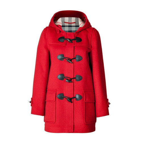 BURBERRY/博柏利 女装 服装 羊毛经典牛角扣毛呢连帽中长款 女士大衣外套