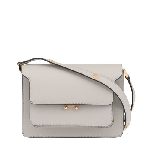 MARNI/玛尼 Trunk 女士灰色十字纹小牛皮单肩风琴包 SBMPN09