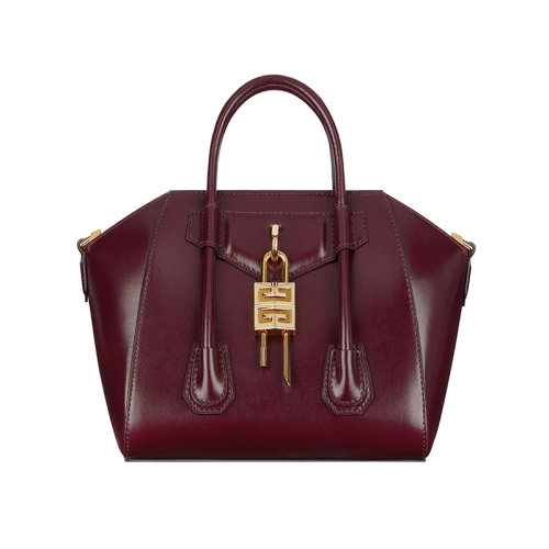 Givenchy/纪梵希 22新款 女士牛血红小牛皮磁性封口拆卸挂锁调节拆卸肩带金色饰面单肩斜挎手提包BB50J0B13A-642