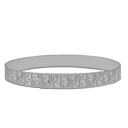 DIOR/迪奥新款 男士灰色老花印花效果皮革和光滑牛皮革腰带35毫米（腰带扣另行下单）4800ZZVPD_H860