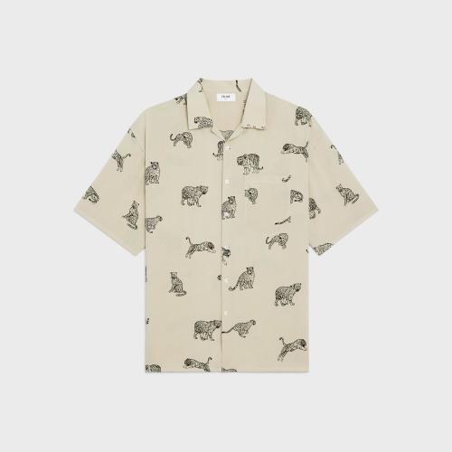  CELINE赛琳思琳 22年秋冬 男士 短袖衬衫 印花粘胶纤维夏威夷衬衫 2C730362Q.02AA